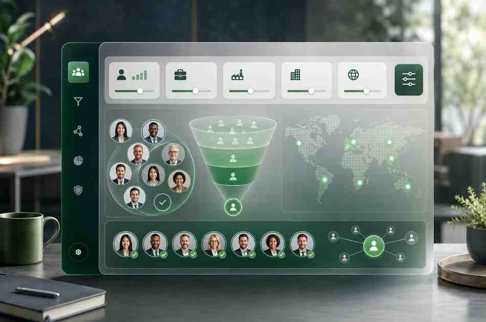 Dashboard showing USA attendee list filters by role, industry and location